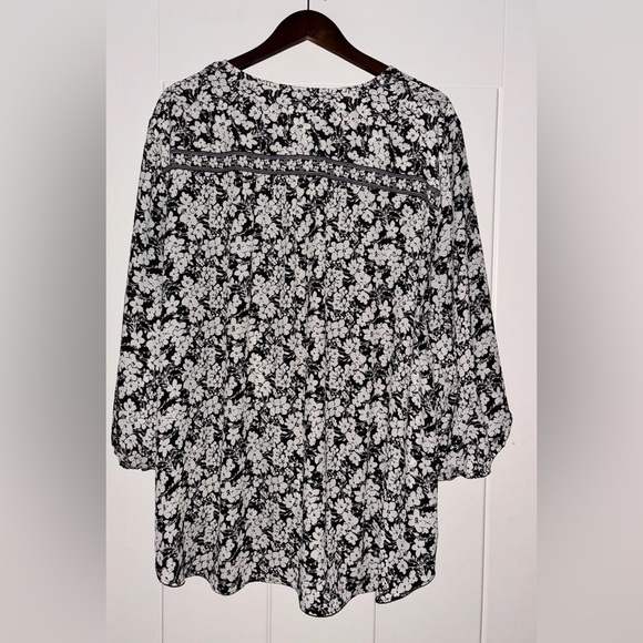 Max Studio Women 3X Chiffon Ethereal Floral Faux Wrap Blouse‎ Cottagecore - Picture 2 of 8